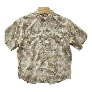 Old Tejas Camoflouge Men's Shirt 3XL Tans Vented Fishing Texas Sporty Logo